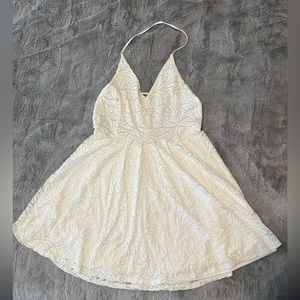 Express White Lace Backless Dress